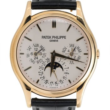 Patek Philippe Perpetual Calendar 5140j-001 Yellow Gold With Black Leather Watch