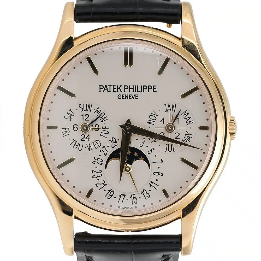 Patek Philippe Perpetual Calendar 5140j-001 Yellow Gold With Black Leather Watch