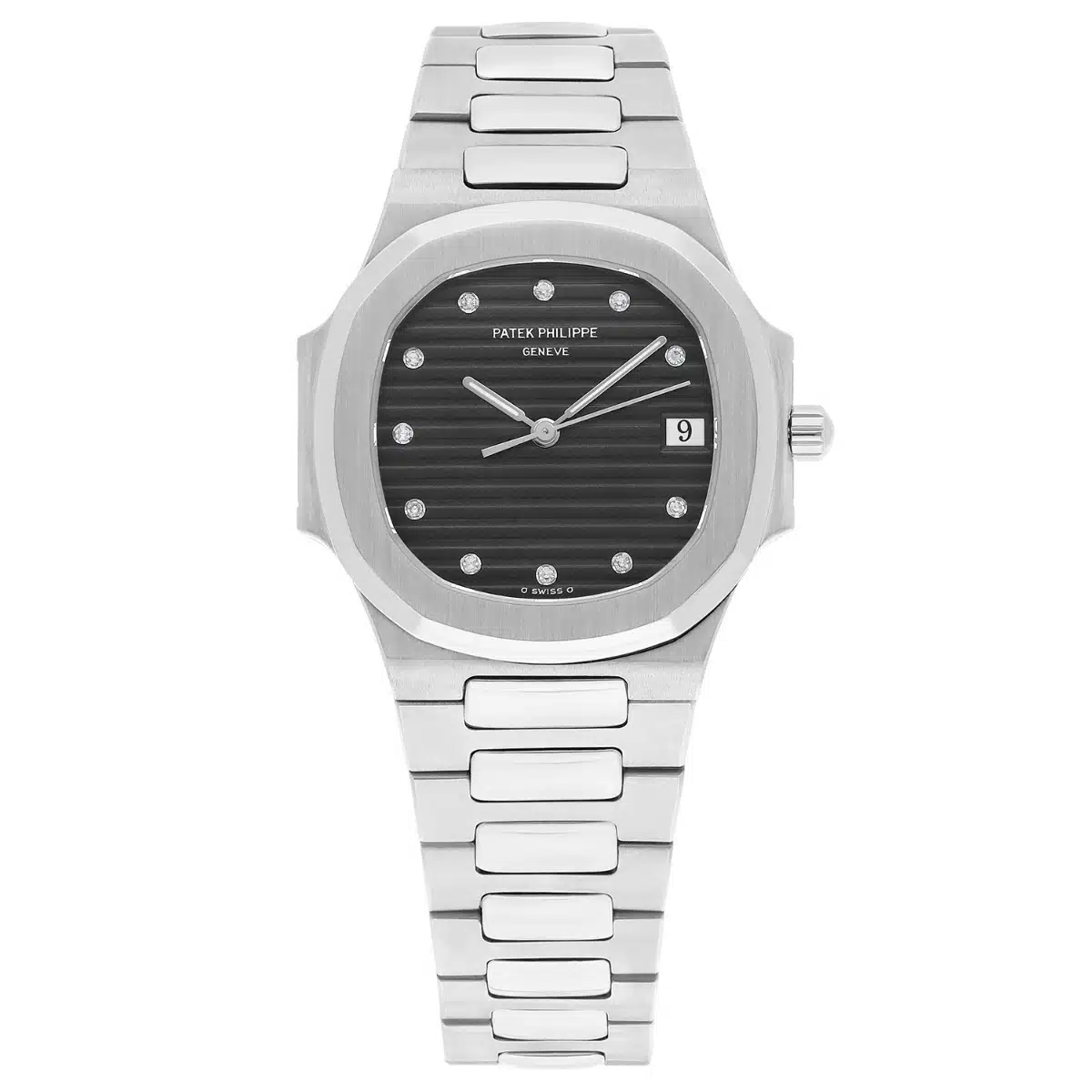 Patek Philippe Nautilus Quartz 33mm Black Dial Stainless Steel Watch 3900/1 Box and Papers