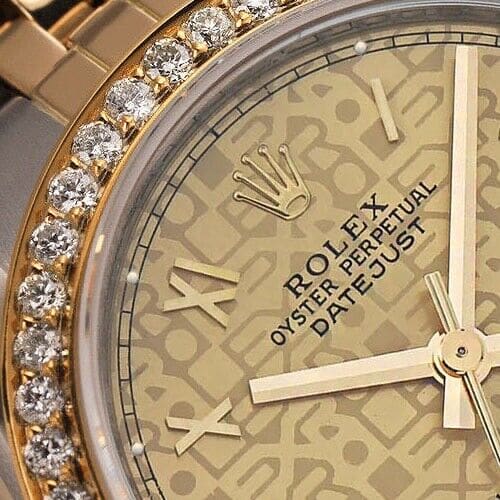 Rolex Datejust 31 Champagne Roman Dial 2 Tone Watch with Diamond Bezel 68273