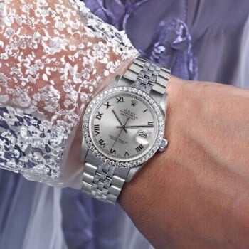 Rolex Datejust 31 Silver Roman Dial Diamond Bezel Stainless Steel Watch 68274