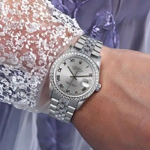 Rolex Datejust 31 Silver Roman Dial Diamond Bezel Stainless Steel Watch 68274