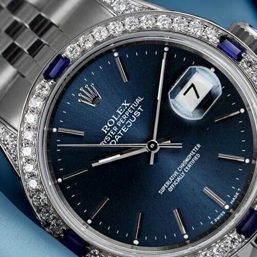 Rolex Datejust 31 Blue Index Dial Sapphire & Diamond Steel Watch 68274