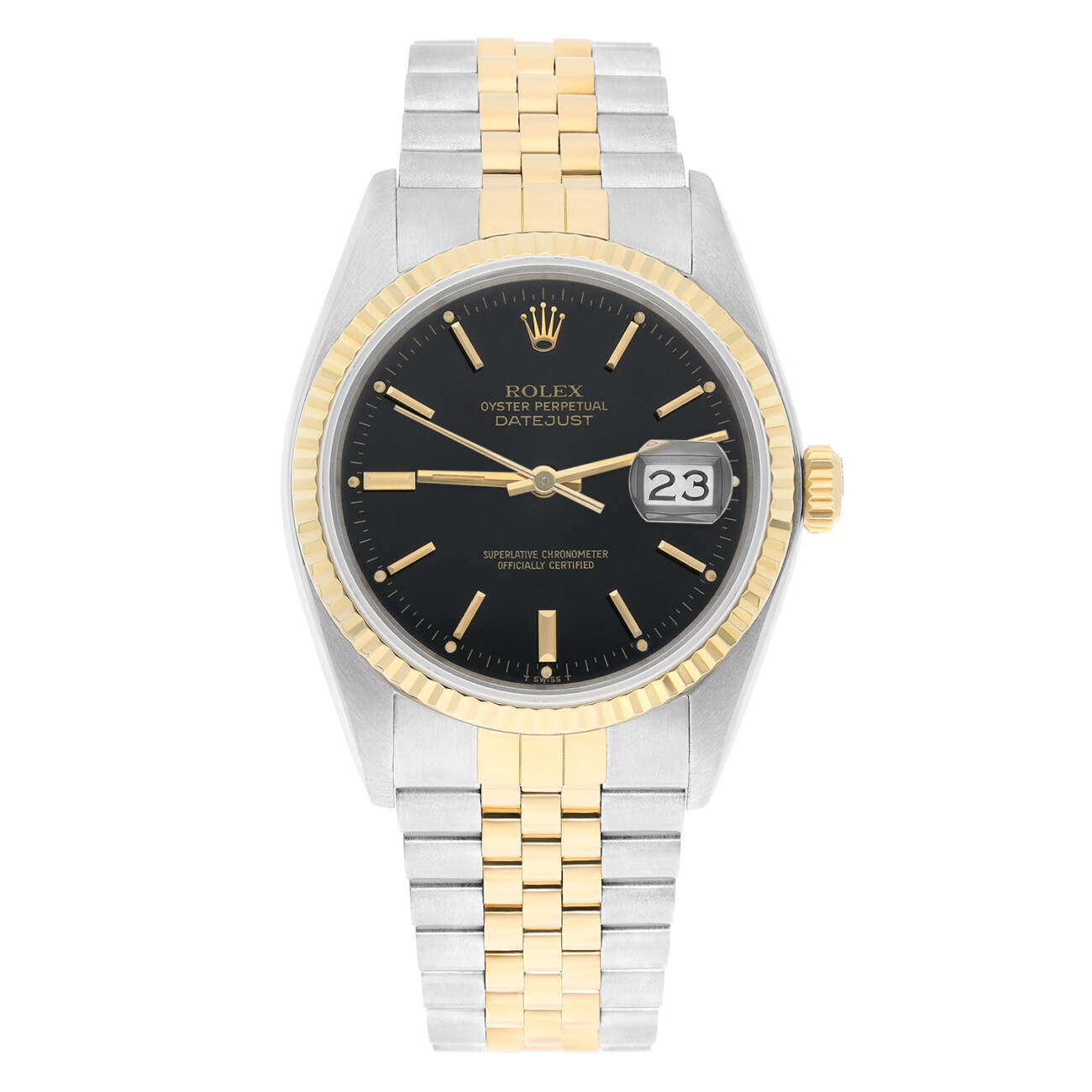 Rolex Datejust 36mm Two Tone Black lndex Dial Jubilee 16013 Circa 1987 Complete