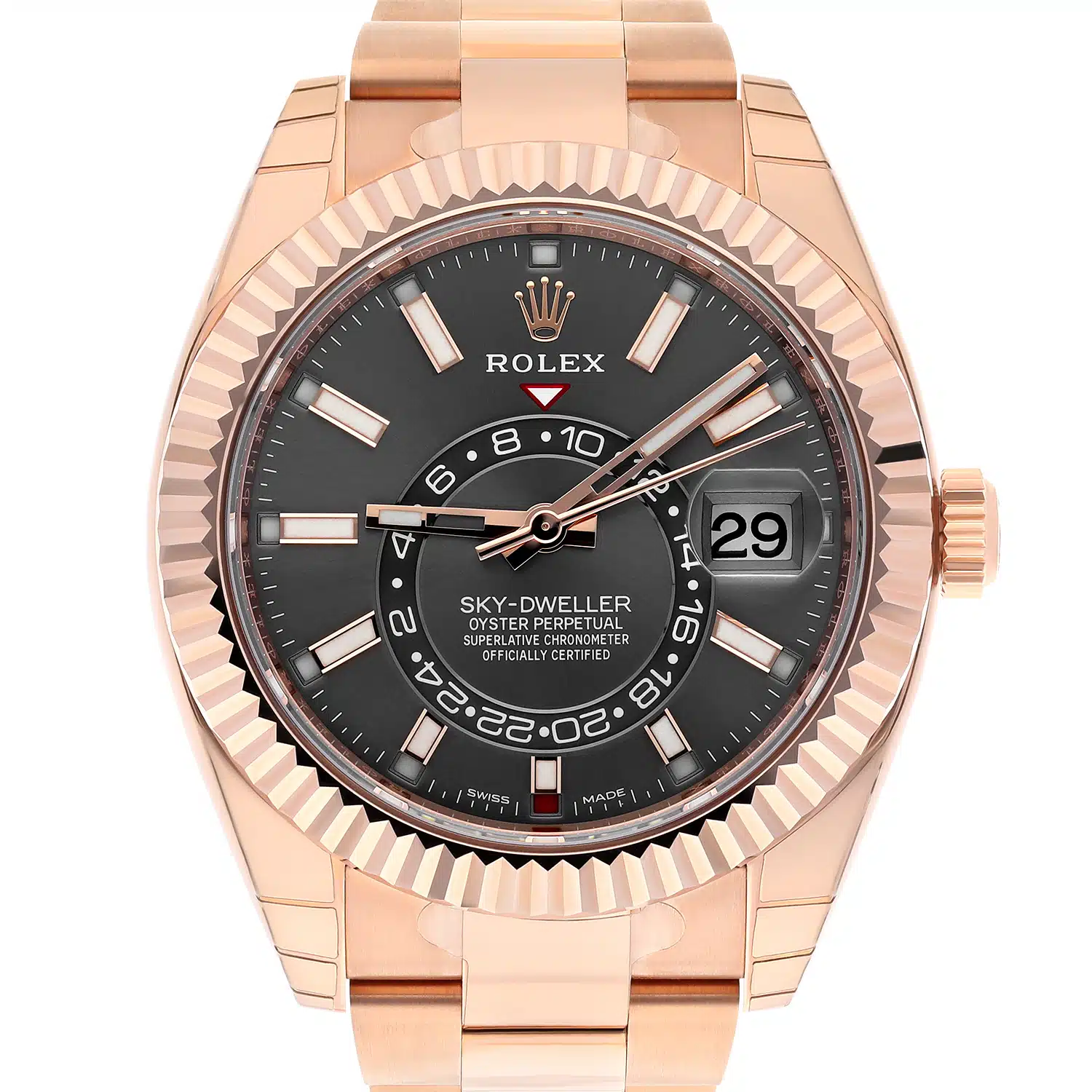 Rolex Sky-Dweller 326935-0007 42mm Everose Gold Rhodium Dial Oyster Bracelet Stickers