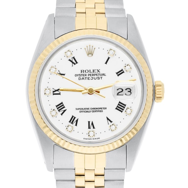 Rolex Datejust 36mm Two Tone White Diamond Dial Jubilee 16233 Complete 1992