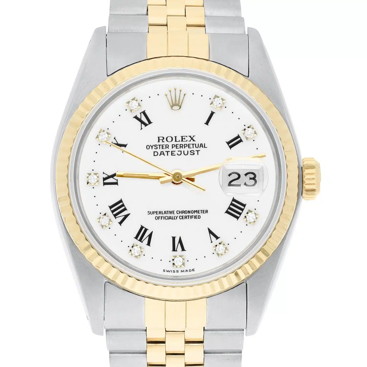 Rolex Datejust 36mm Two Tone White Diamond Dial Jubilee 16233 Complete 1992