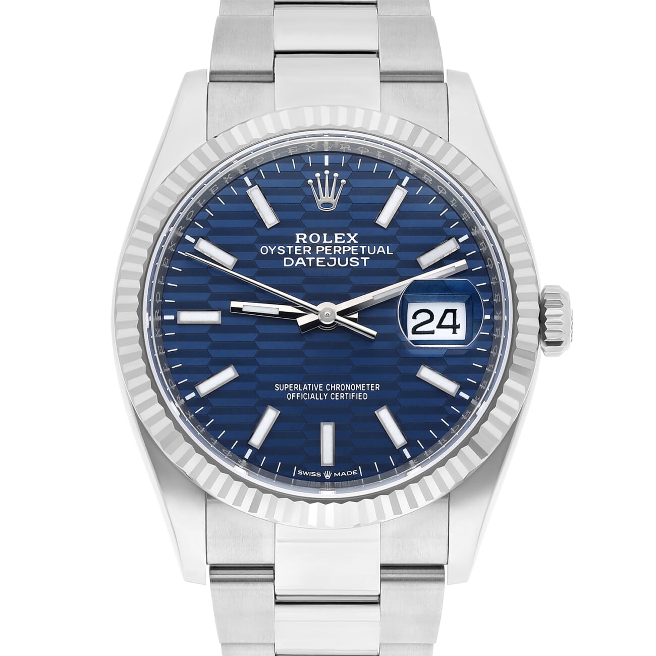 Rolex 126234 Datejust 36mm Stainless Steel Blue Motif Dial Watch New 2024