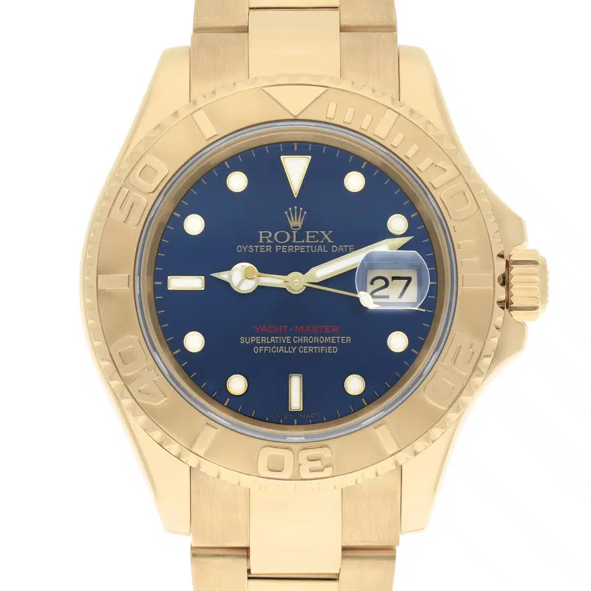 Rolex Yacht-Master 40mm Yellow Gold Blue 16628 Original Papers and Service Card