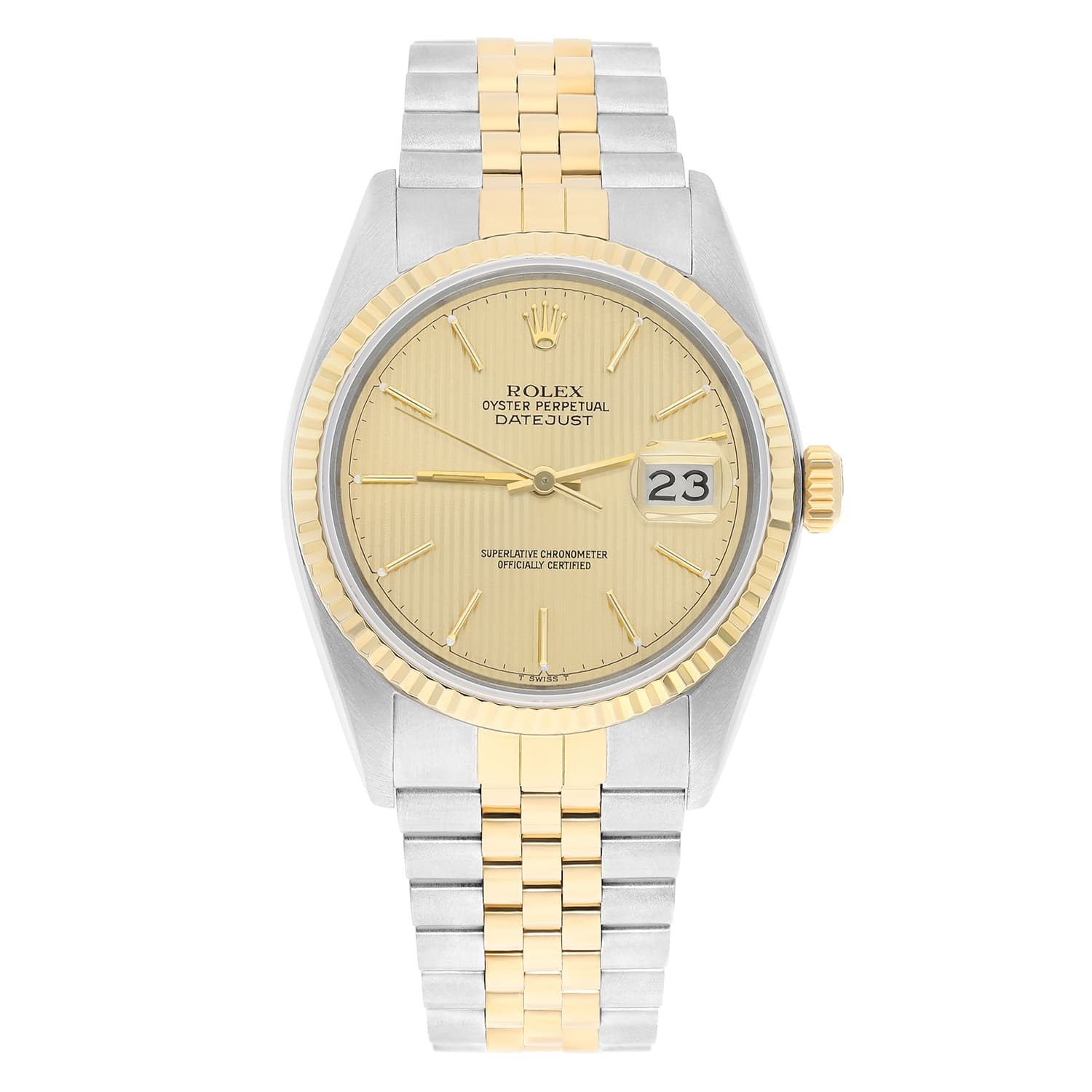 Rolex Datejust 36mm Two Tone Champagne Dial Jubilee 16013 Circa 1988 Papers