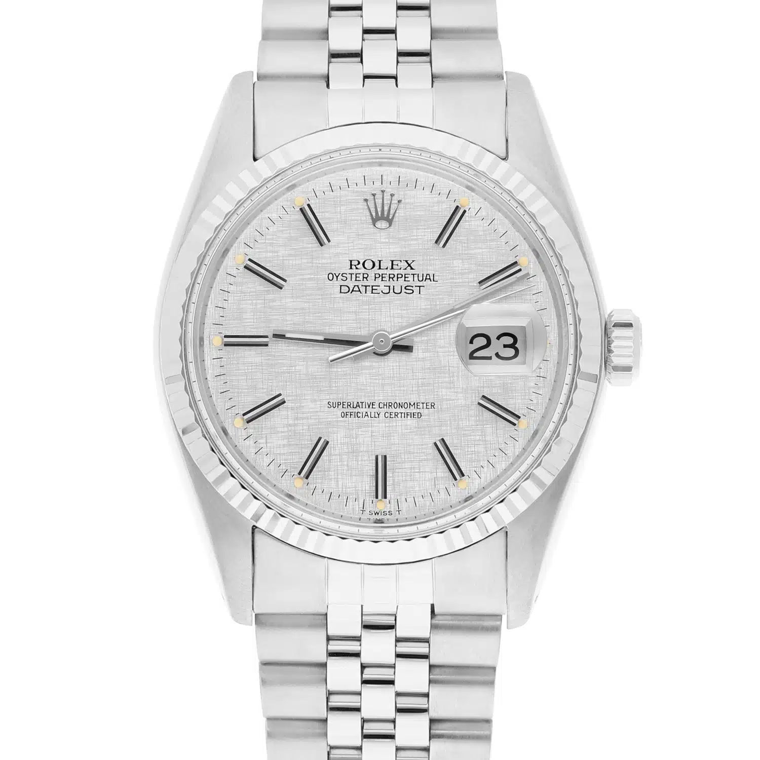 Rolex Datejust 36mm Stainless Steel 16014 Silver Linen Dial, Circa 1987