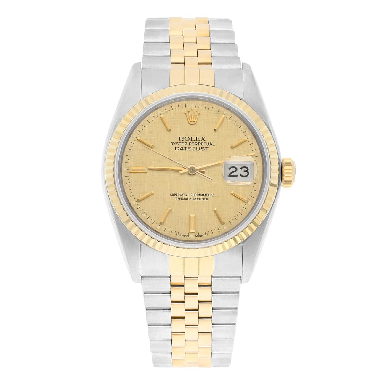 Rolex Datejust 36mm 16013 Two Tone Champagne Linen Dial Jubilee Circa 1970