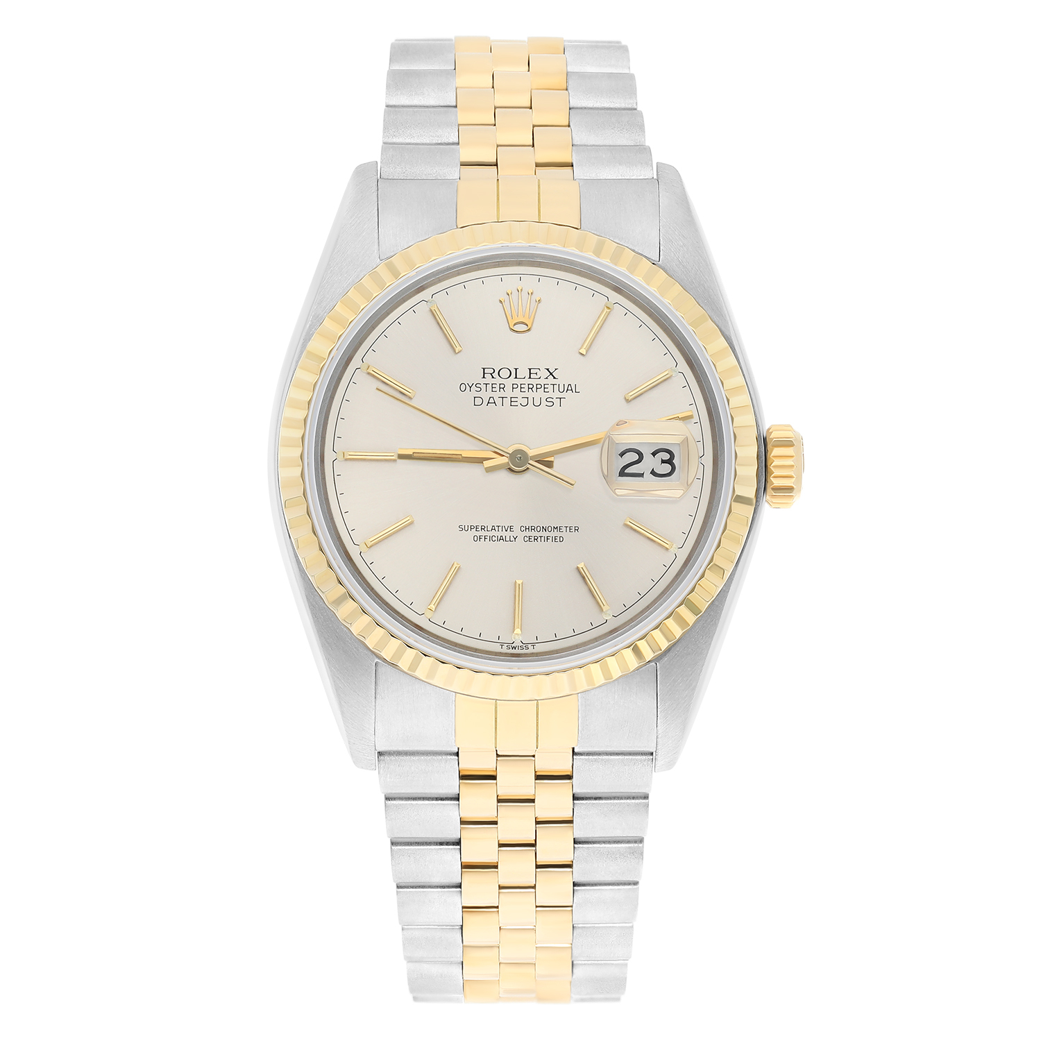 Rolex Datejust 36 Two Tone Silver lndex Dial Jubilee 16013 Circa 1982