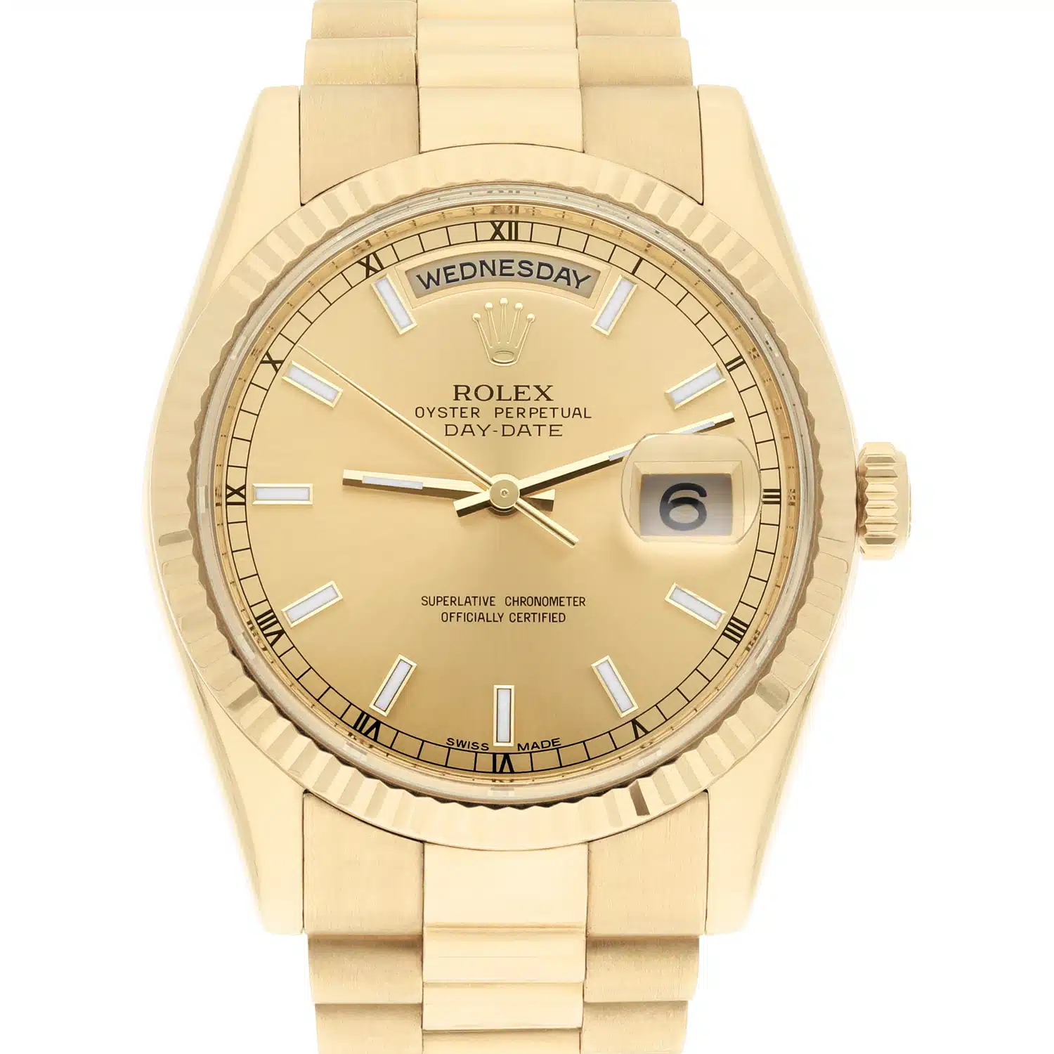 Rolex 18K Yellow Gold 36mm Day-Date President 118238 Engraved Mint Condition