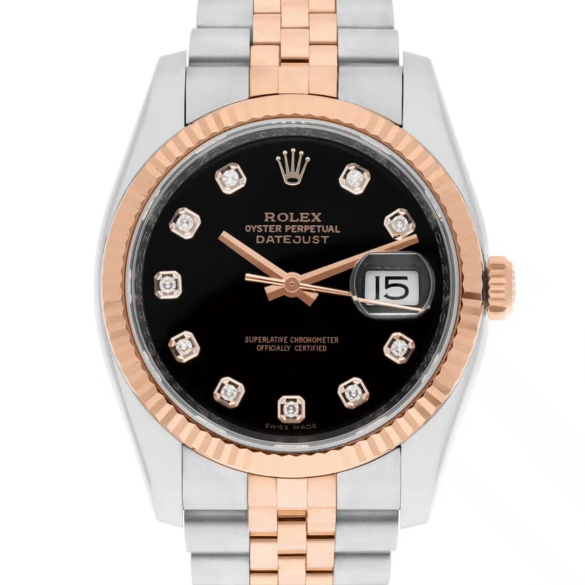 Rolex Datejust 36mm 116231 Black Diamond Dial Rose Gold & Stainless Steel Watch – image 2