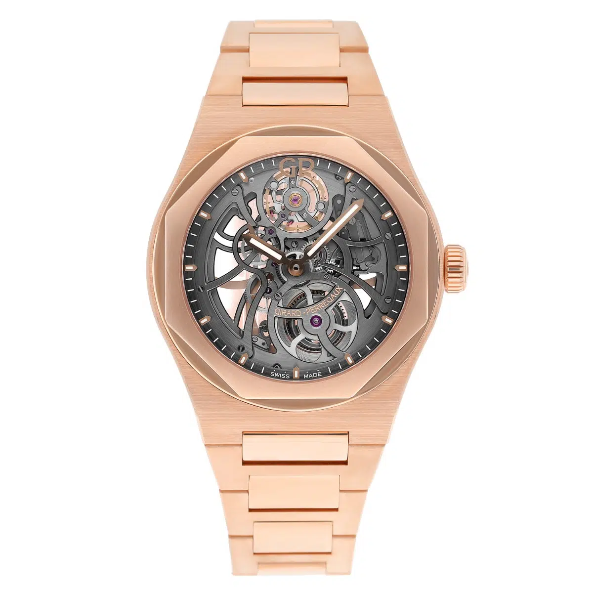 Girard Perregaux Laureato Skeleton Openworked Rose Gold Bracelet 81015 Watch B/P – image 2