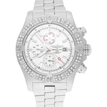 Breitling Super Avenger SS Chronograph White Index 48mm Diamond Bezel A13370