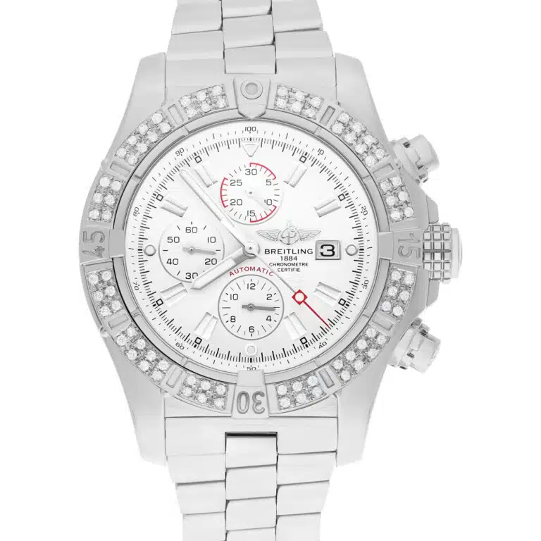 Breitling Super Avenger SS Chronograph White Index 48mm Diamond Bezel A13370