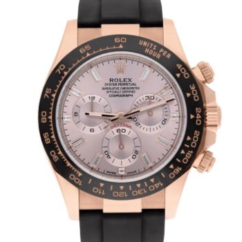 Rolex Daytona Rose Gold Sunburst Baguette Dial Oysterflex 116515LN Complete