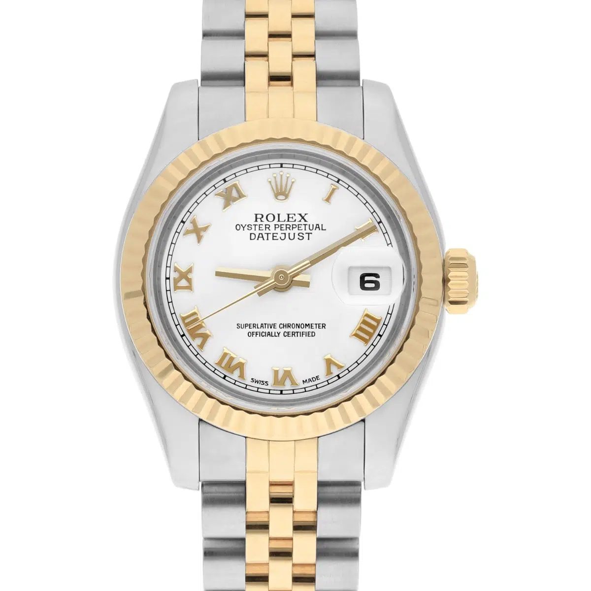 Rolex Datejust 26mm 179173 Two Tone Ladies Watch White Roman Dial Jubilee Band – image 2