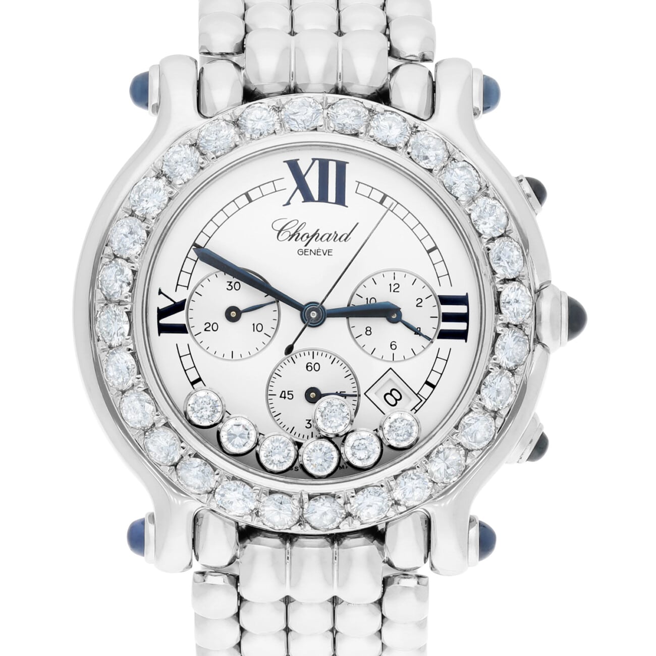 Chopard Happy Sport Chronograph Steel Ladies Watch with Diamonds 38mm 28/8267-23