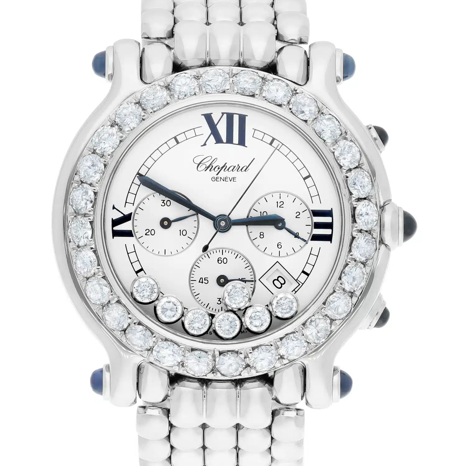 Chopard Happy Sport Chronograph Steel Ladies Watch with Diamonds 38mm 28/8267-23