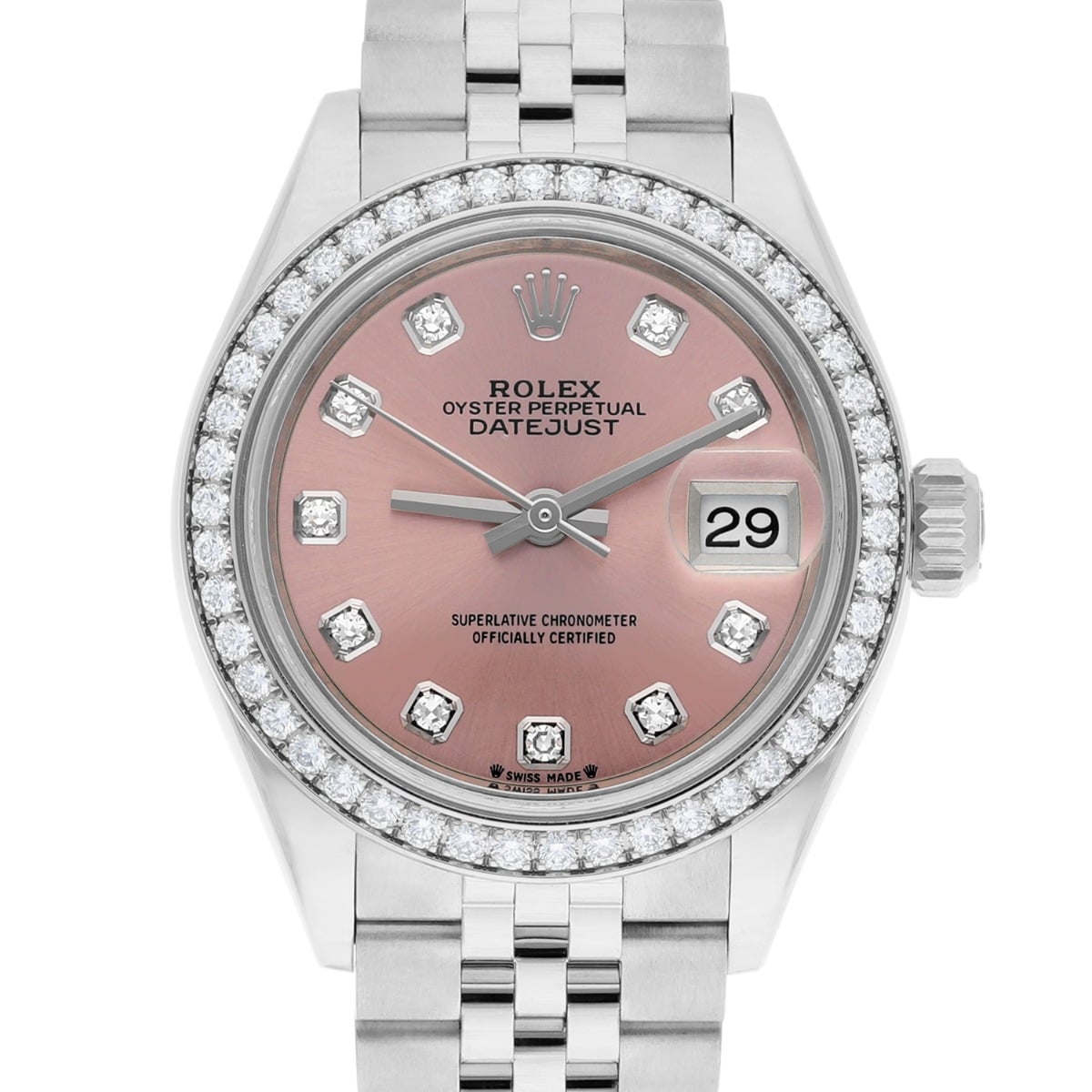 Rolex Datejust 28mm Jubilee 279384 Stainless Steel Watch Mother-of-Pearl Diamond Dial