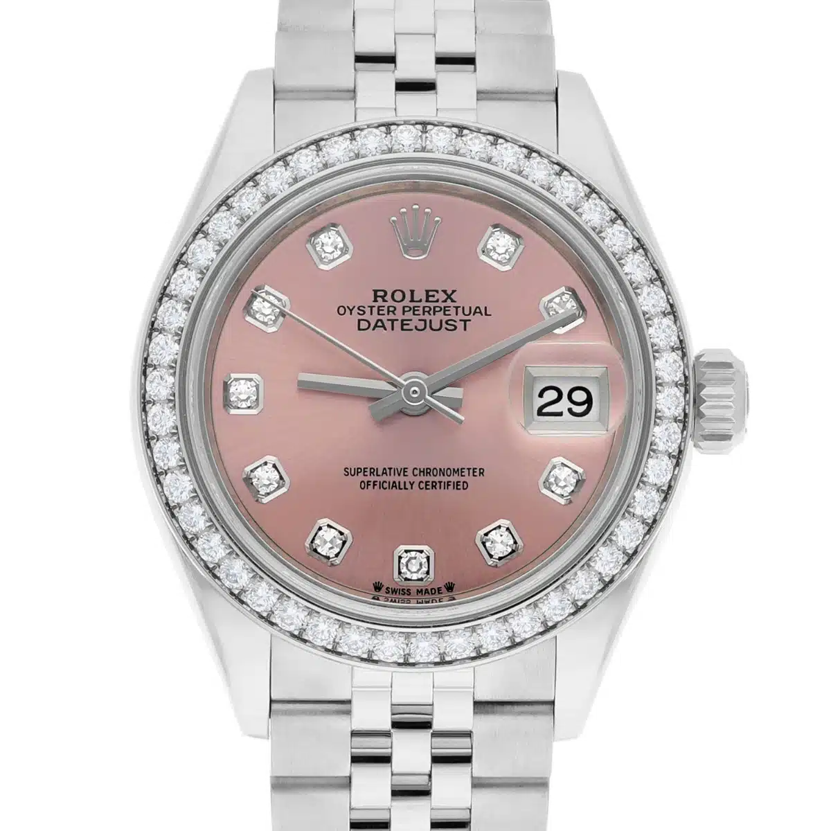 Rolex Datejust 28mm Jubilee 279384 Stainless Steel Watch Mother-of-Pearl Diamond Dial