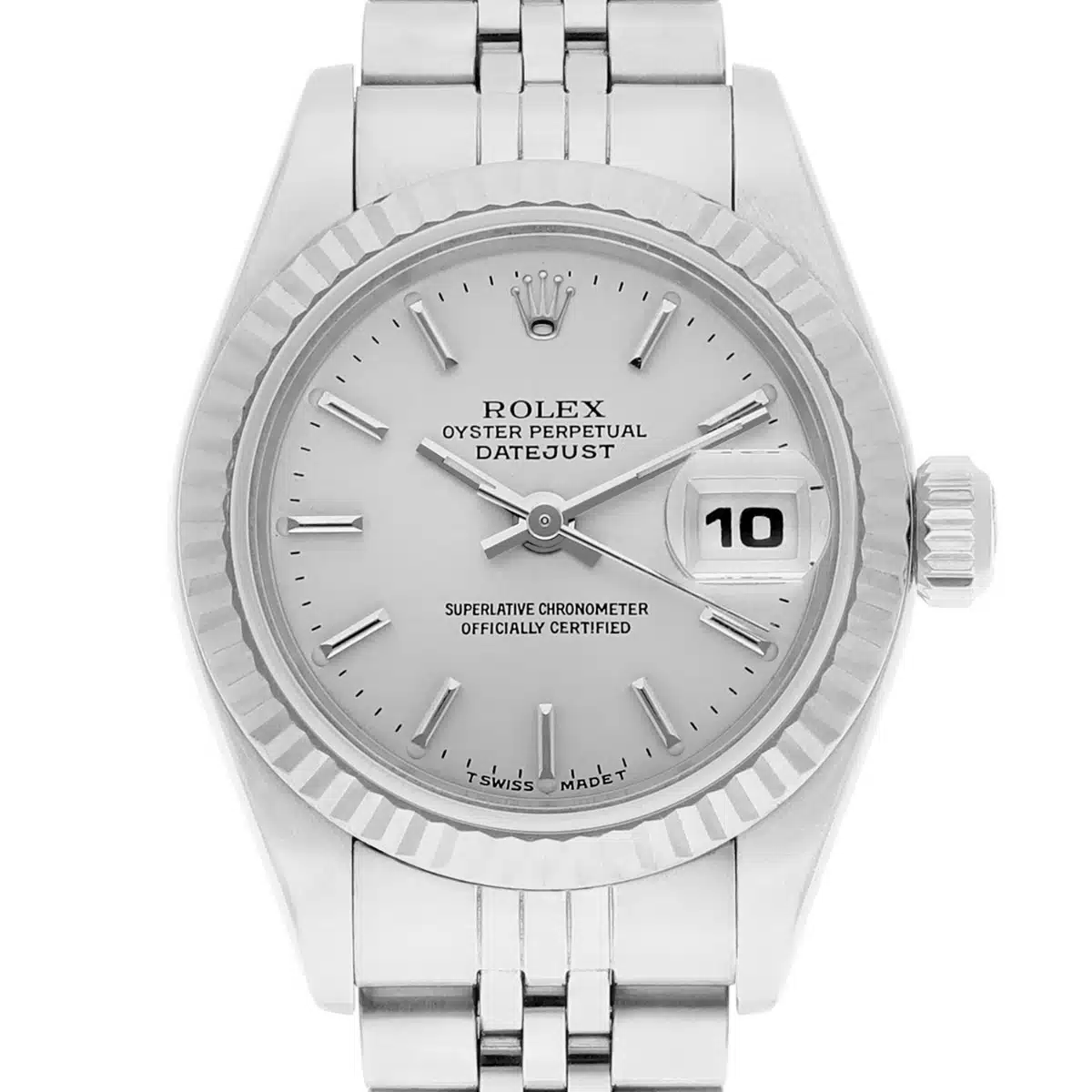 Rolex Lady-Datejust 26mm 179174 Steel & White Gold Watch Roman Dial