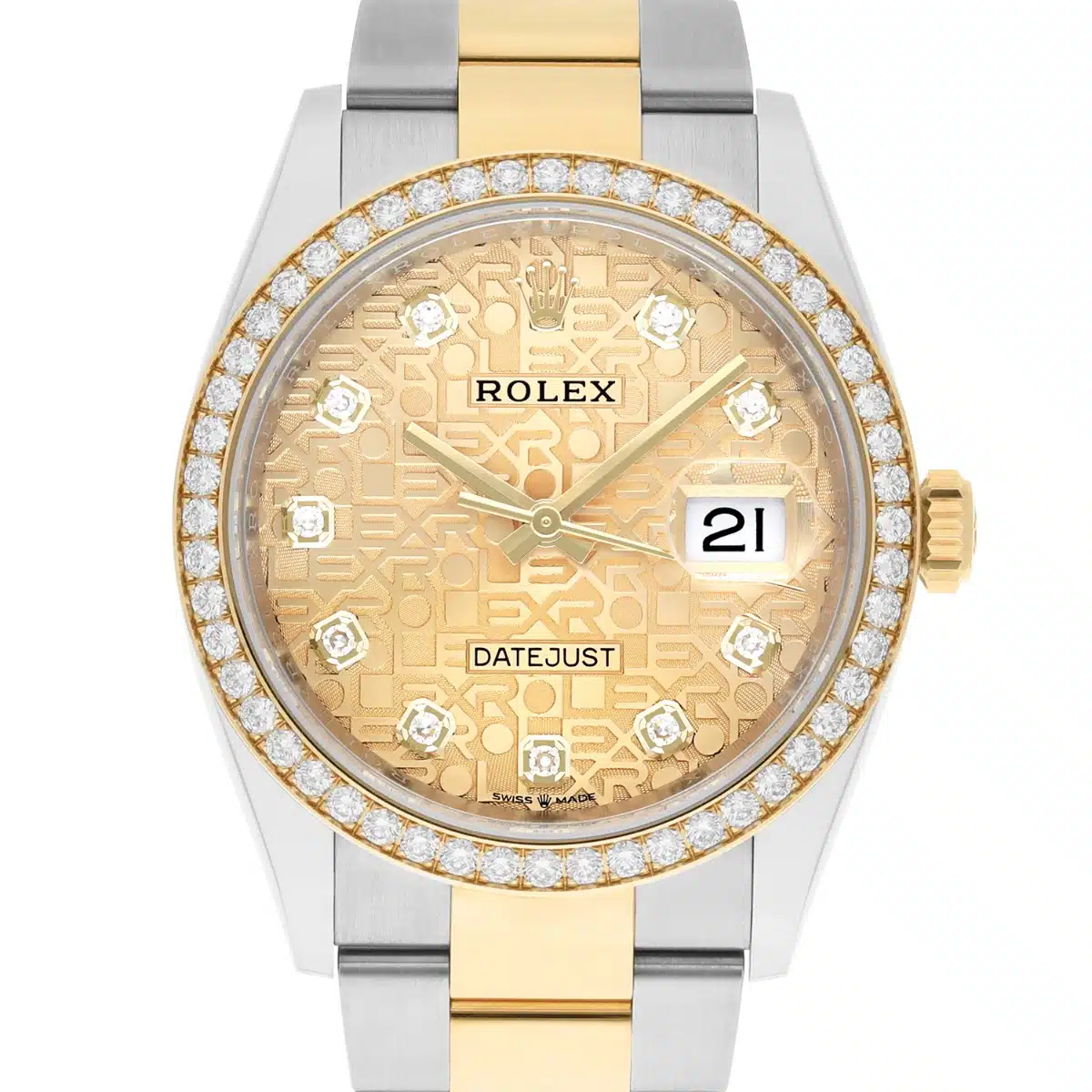 Rolex Datejust 36 126283RBR Champagne Logo Dial Factory Diamond Bezel 2022 – image 2