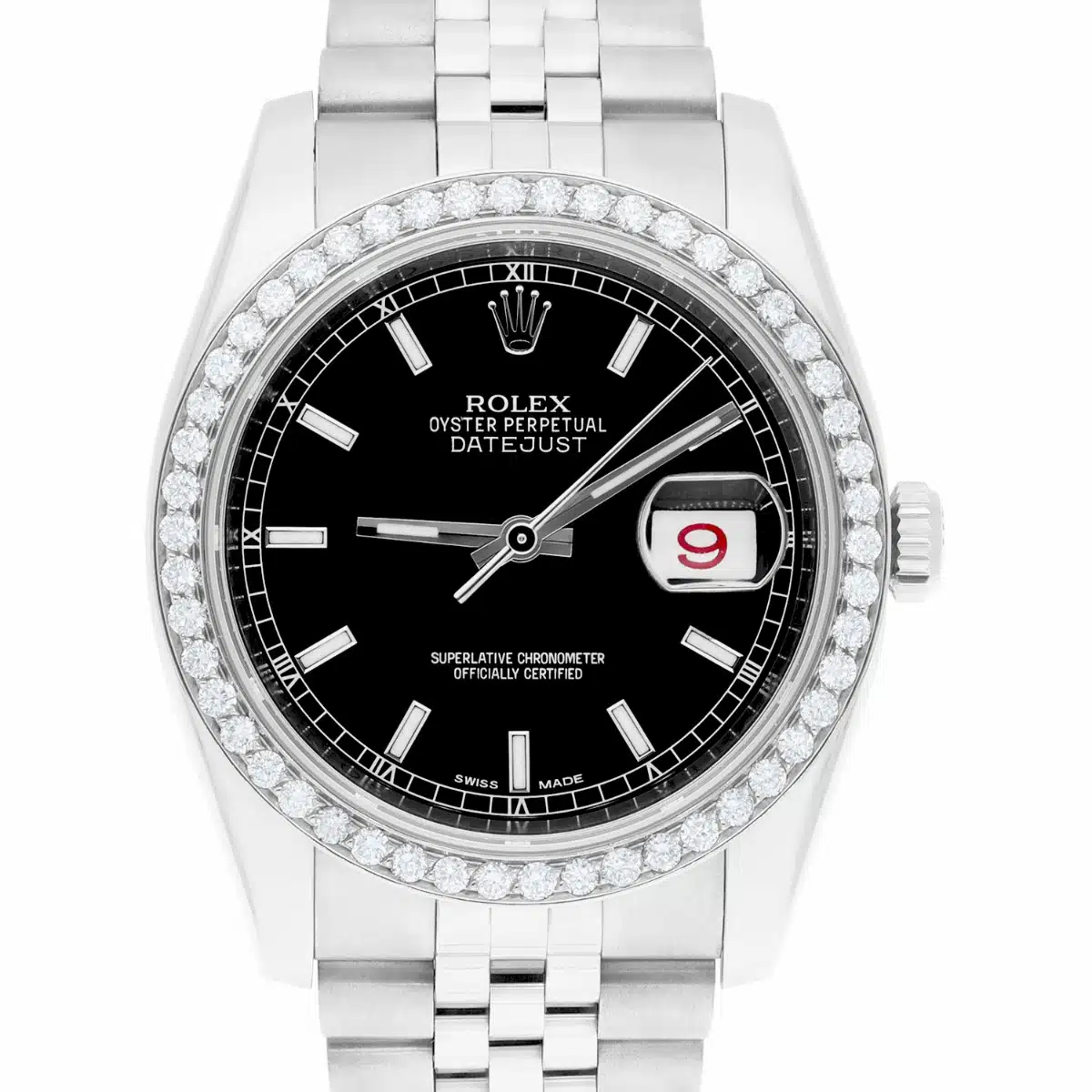 Rolex Datejust 36 Diamond Bezel Black Index Dial Jubilee Band Watch – image 2
