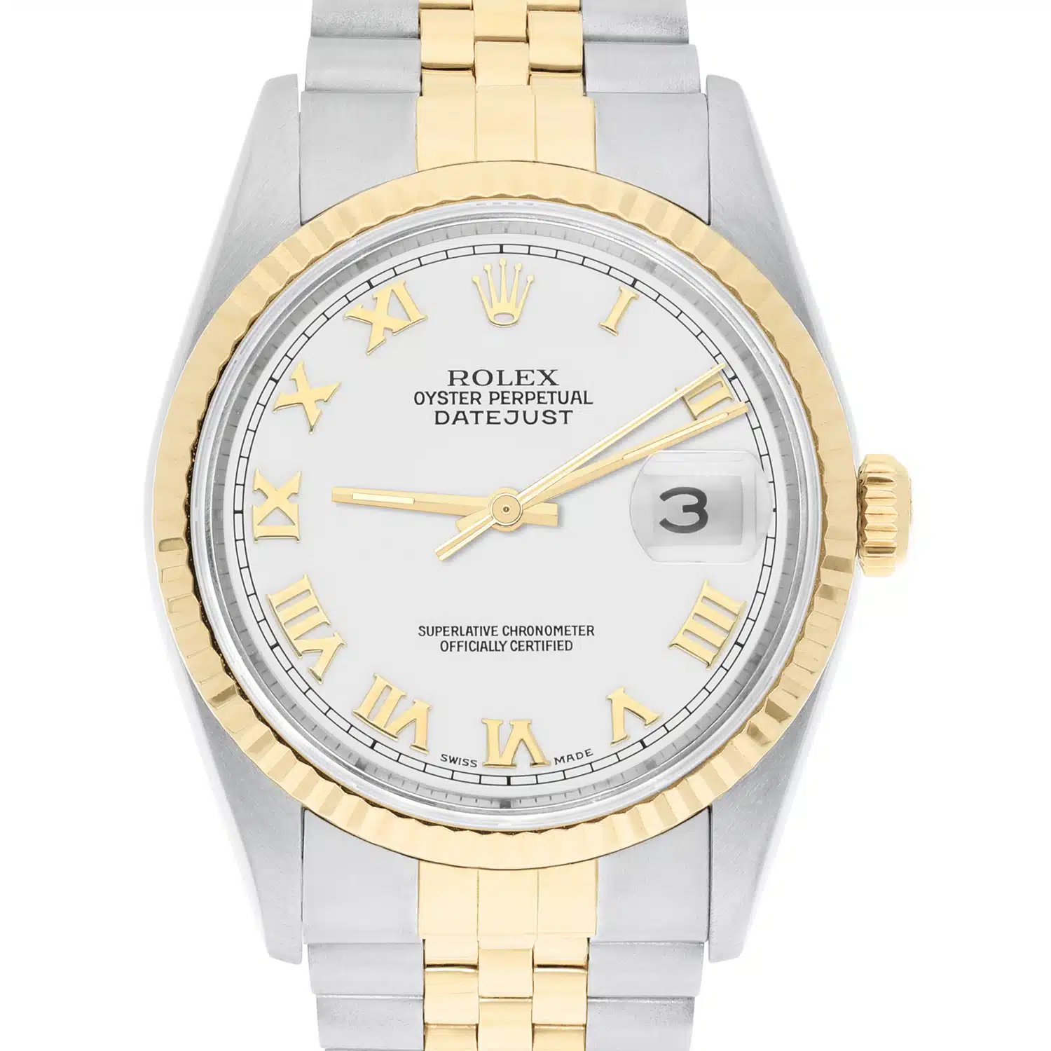 Rolex Datejust 36mm Two Tone White Roman Dial Jubilee 16233 Circa - 1997