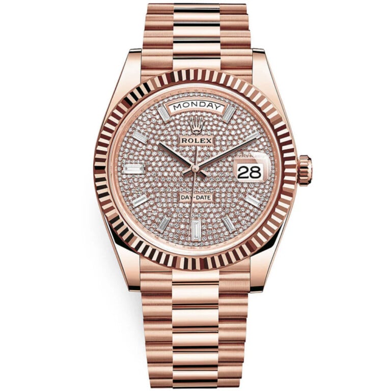 Rolex Day Date 40mm 228235-0036 Rose Gold with Pave Diamond Dial Watch 2024
