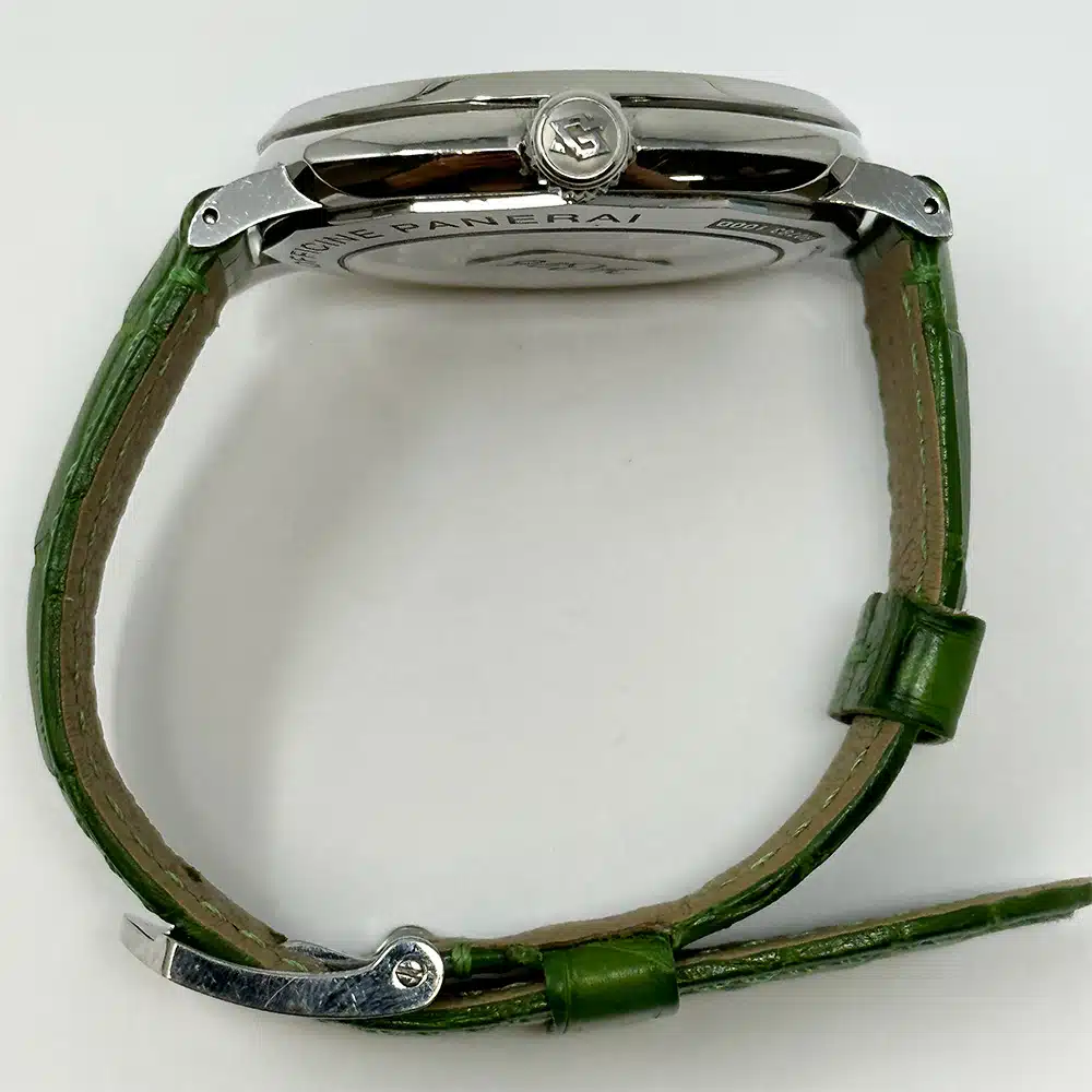 Panerai Radiomir 42mm PAM00574 Stainless Steel With Green Leather Watch Black Dial – image 4