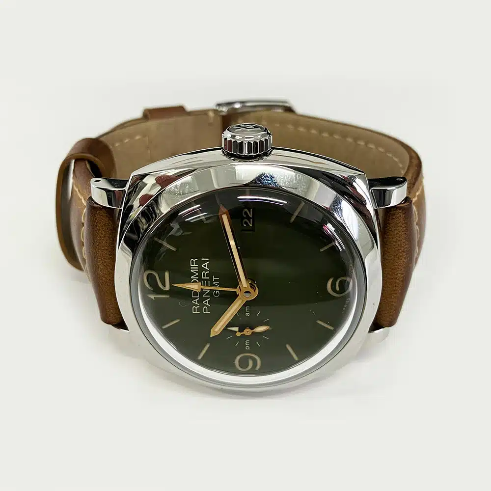 Panerai Radiomir GMT 45mm PAM00998 Stainless Steel With Brown Leather Watch Green Dial – image 4