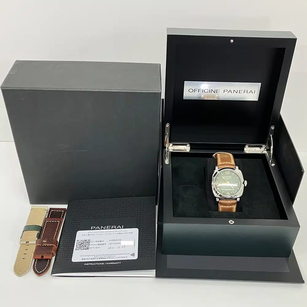 Panerai Radiomir GMT 45mm PAM00998 Stainless Steel With Brown Leather Watch Green Dial – image 6