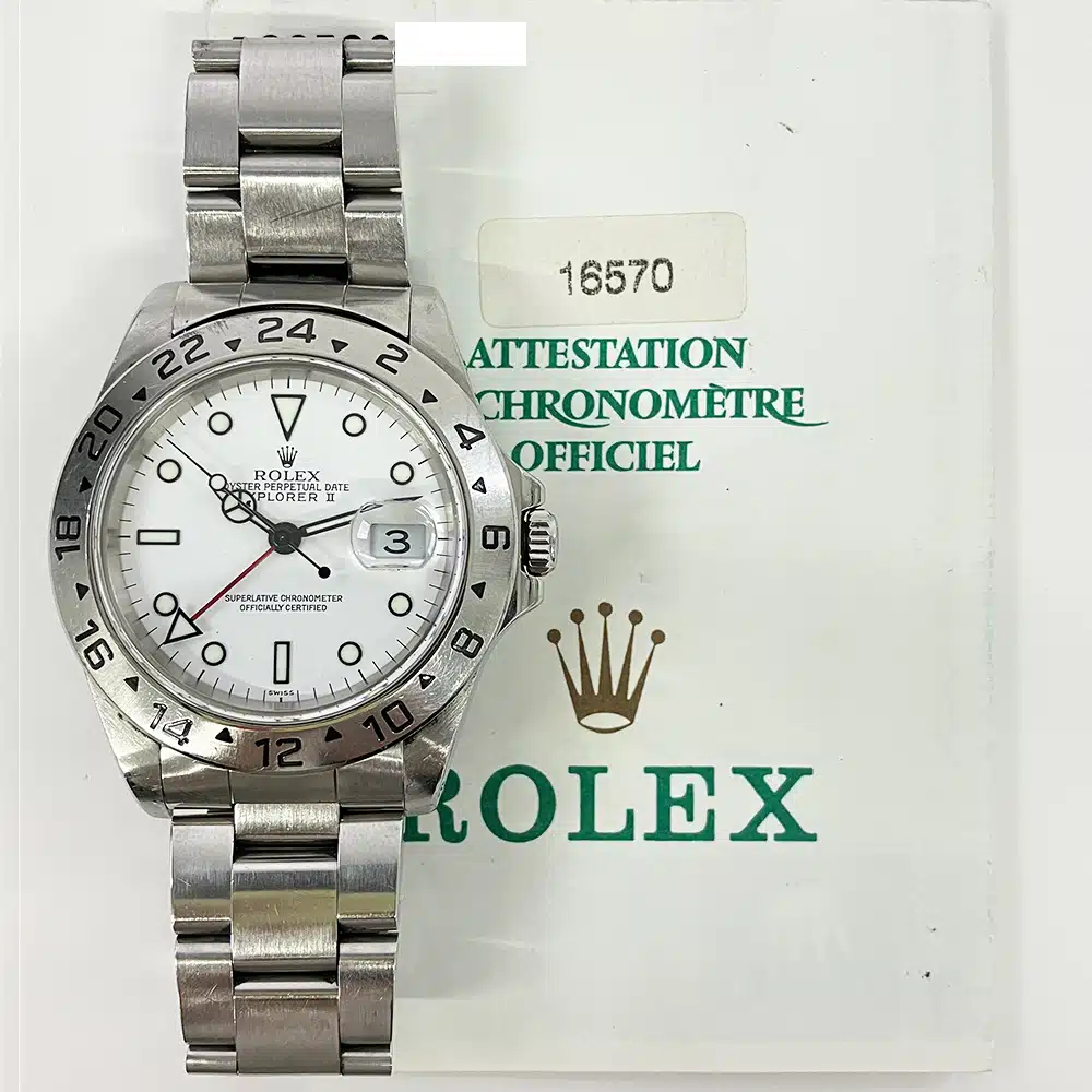 Rolex Explorer II 40mm Oyster 16570 Stainless Steel Watch White Dial 1999 – image 2