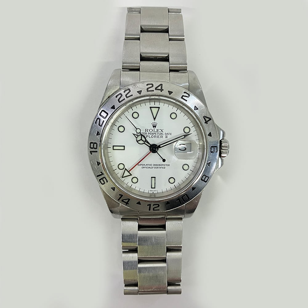 Rolex Explorer II 40mm Oyster 16570 Stainless Steel Watch White Dial 1999