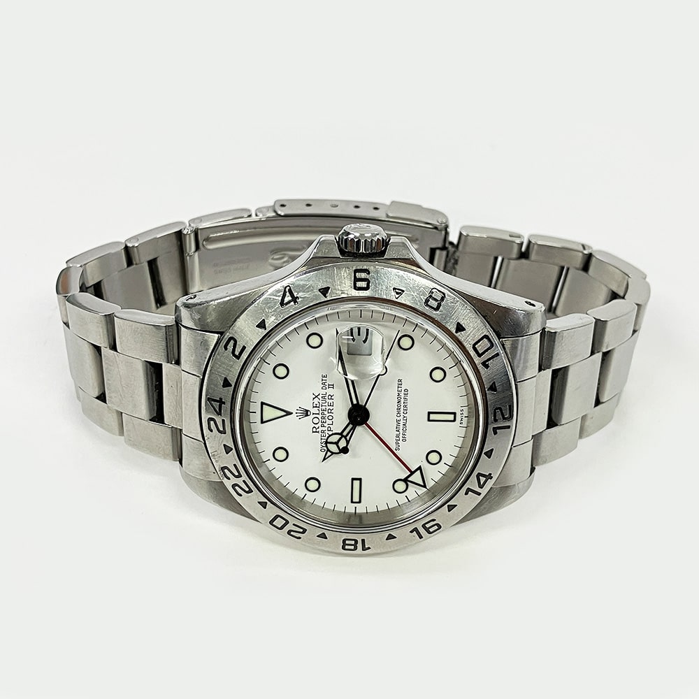 Rolex Explorer II 40mm Oyster 16570 Stainless Steel Watch White Dial 1999
