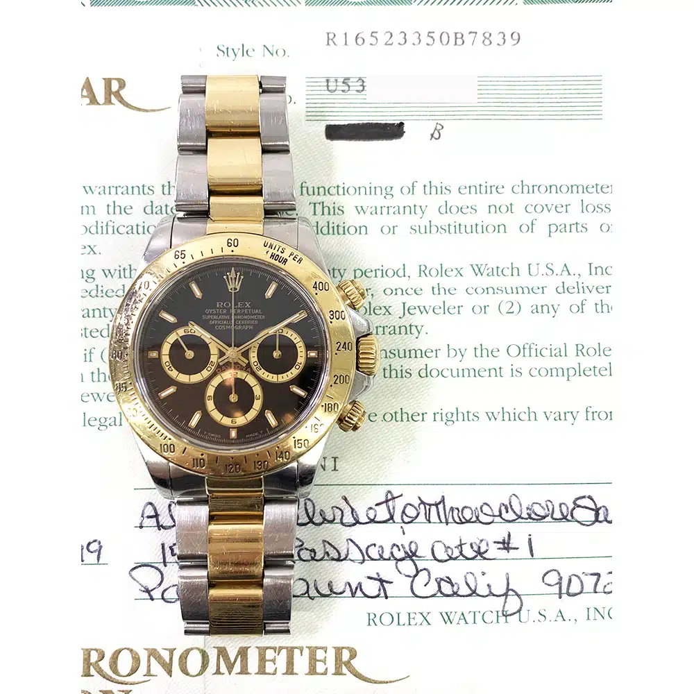 Rolex Daytona 40mm 16523 Oyster Stainless Steel & Yellow Gold Watch Black Dial 1999 – image 2