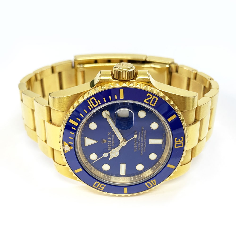 Rolex Submariner Date 116618LB 40mm Yellow Gold with Blue Dial Watch 2011