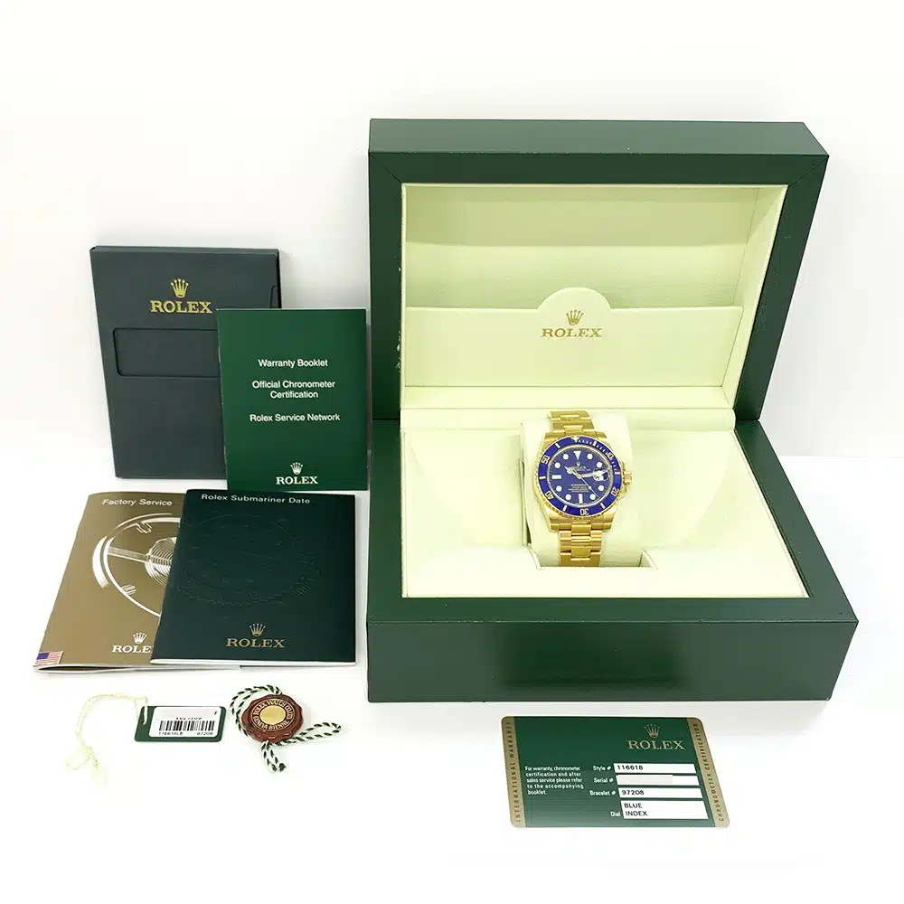 Rolex Submariner Date 116618LB 40mm Yellow Gold with Blue Dial Watch 2011 – image 8