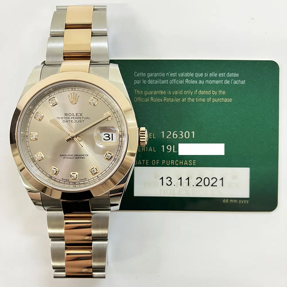 Rolex Datejust Sundust Diamond Dial 41mm Oyster Band 126301-0007 SS  / RG Watch MINT 2021 – image 2
