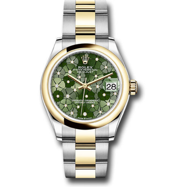 Rolex Datejust 31mm 278243-0031 Green Floral Diamond Dial Two Tone Yellow Gold Oyster Watch 2024
