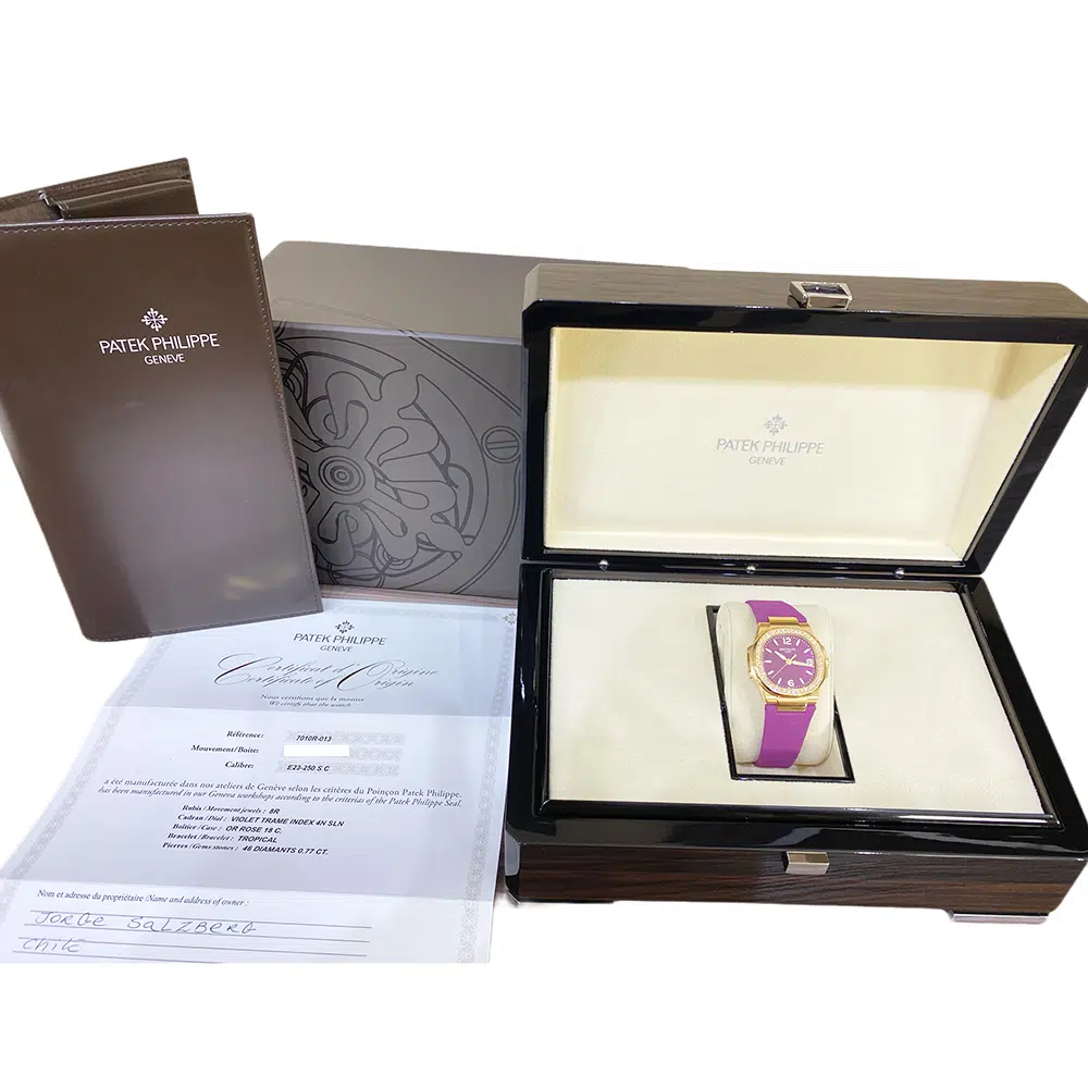Patek Philippe Nautilus 7010R-013 32mm Rose Gold with Purple Dial Watch 2023 – image 6