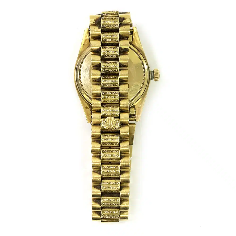 Rolex Day Date 36mm 18038 President Yellow Gold Watch Pave Diamond Dial – image 3