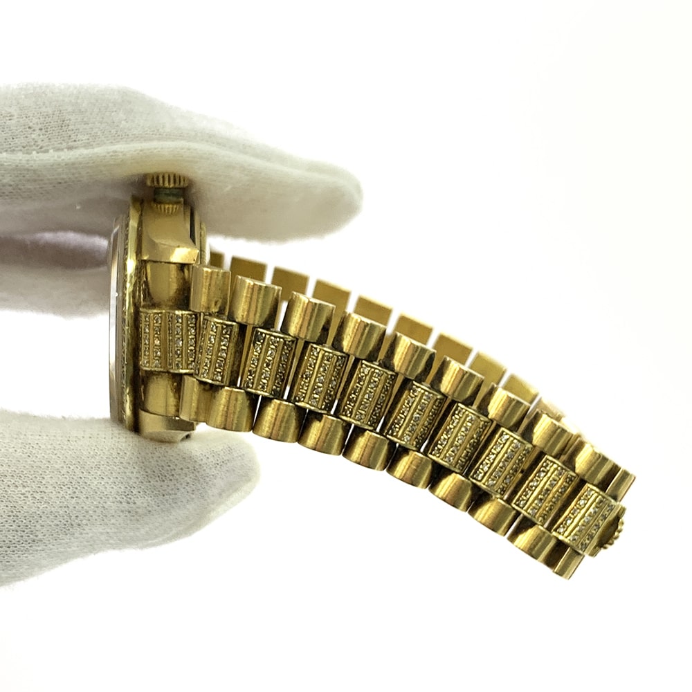 Rolex Day Date 36mm 18038 President Yellow Gold Watch Pave Diamond Dial