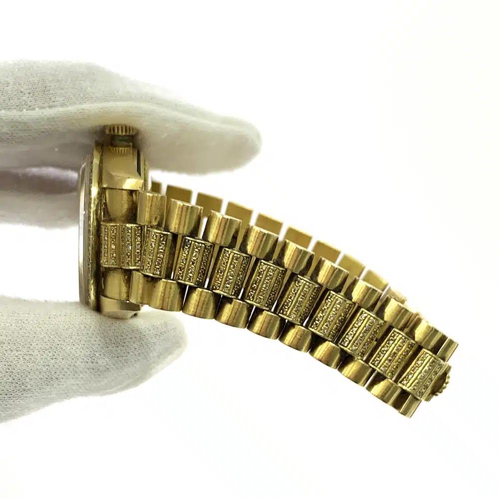 Rolex Day Date 36mm 18038 President Yellow Gold Watch Pave Diamond Dial – image 5