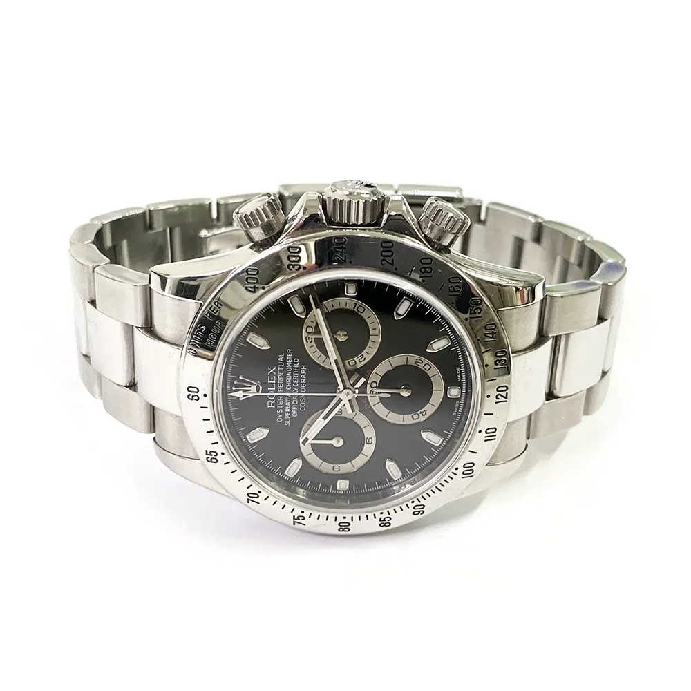 Rolex Cosmograph Daytona 40mm Oyster 116520 Stainless Steel Watch Black Dial – image 3