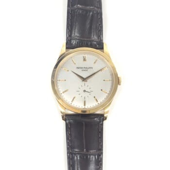 Patek Philippe Calatrava 37mm 5196R-001 Rose Gold With Brown Leather Watch White Dial